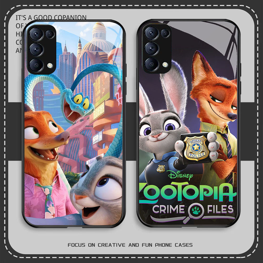 HR-64 Judy Nick Zootopia HD Glass Casing HP OPPO A91 F15 Reno 3 4 5 6 6Z 7
