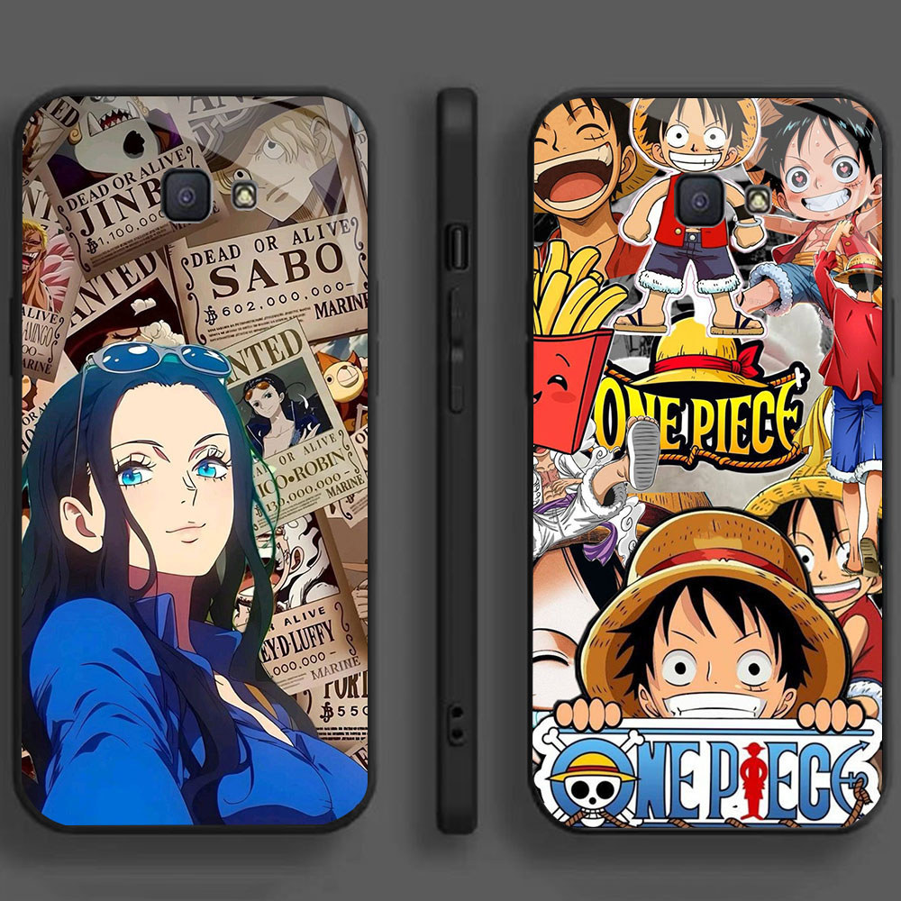 DW-64 One Piece Luffy GLASS KACA Casing untuk HP Samsung Note J4 S24 J7 Core S25 9 FE J6 Prime Pro P
