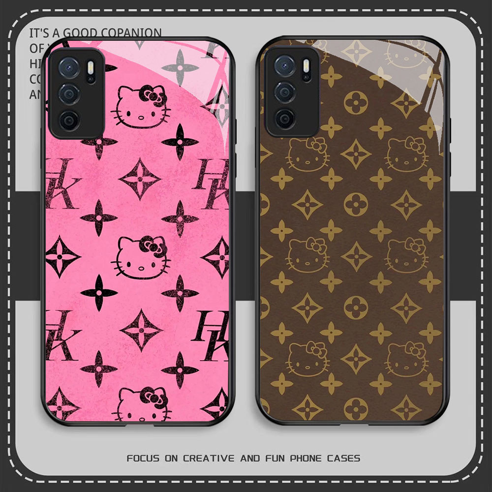 HR-95 LV Kitty Cat HD Glass Casing HP OPPO A16 A16S A95 A55 A74 A54S A54 F19 F19S Reno 6 Lite