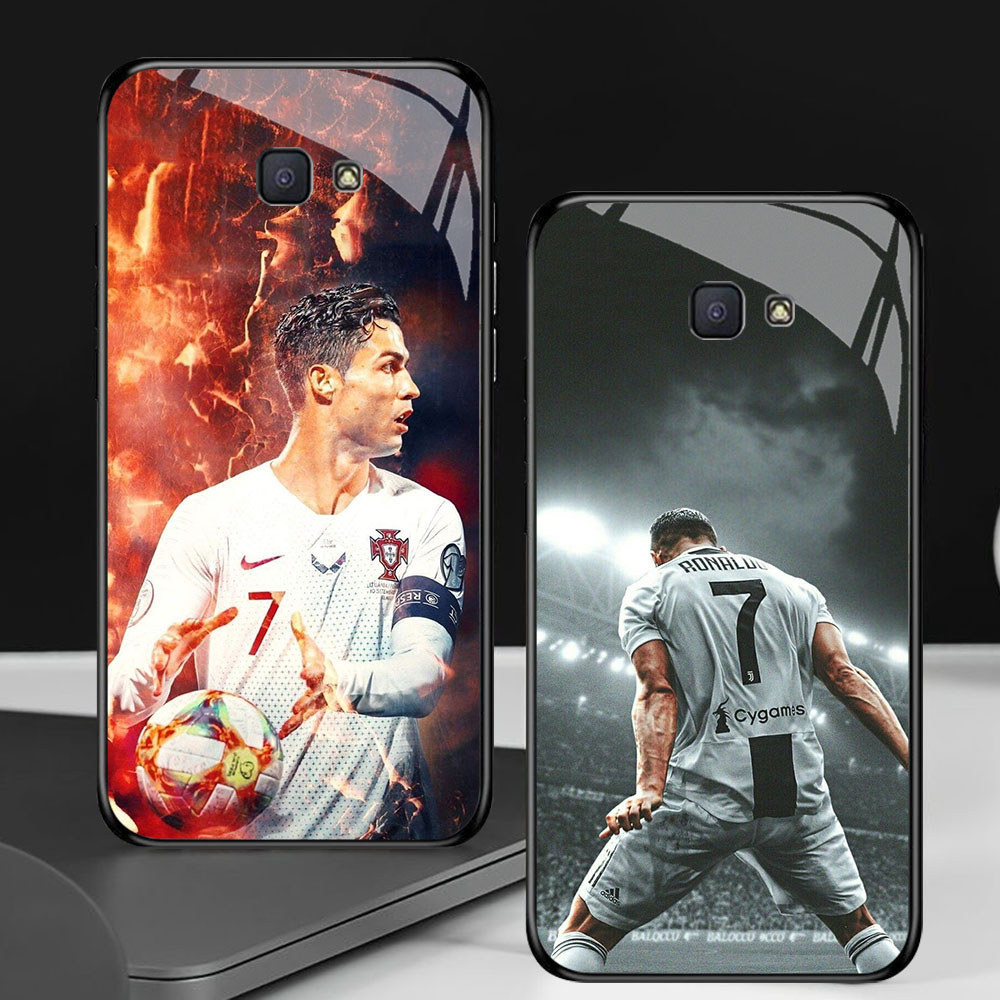 FX-24 Cristiano Ronaldo HD Glass Casing untuk Samsung Note 9 S24 S25 FE Ultra J7 Prime J6 J4 Core Pr