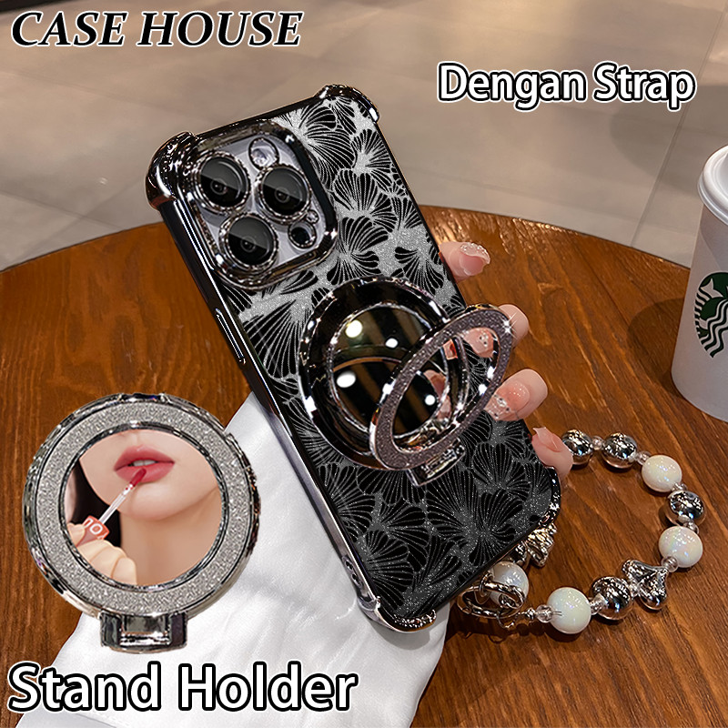 Glitter Card Case HP Samsung A03 A16 A21S A50S M11 Stand Holder Cermin Casing Samsung A04 A14 5G A23