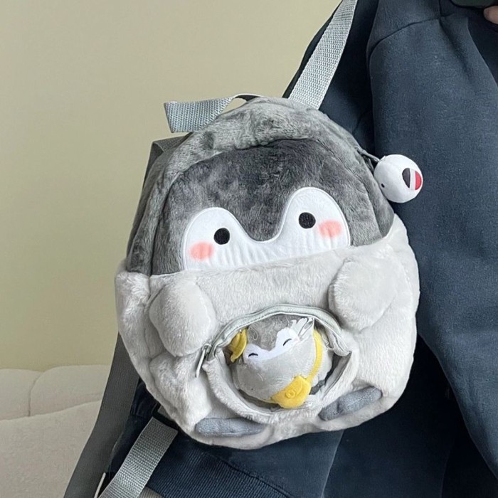 Boneka Ransel Penguin Kecil Kartun Boneka Lembut Lucu Tas Sekolah Kecil Ransel Kecil Anak-anak Tas