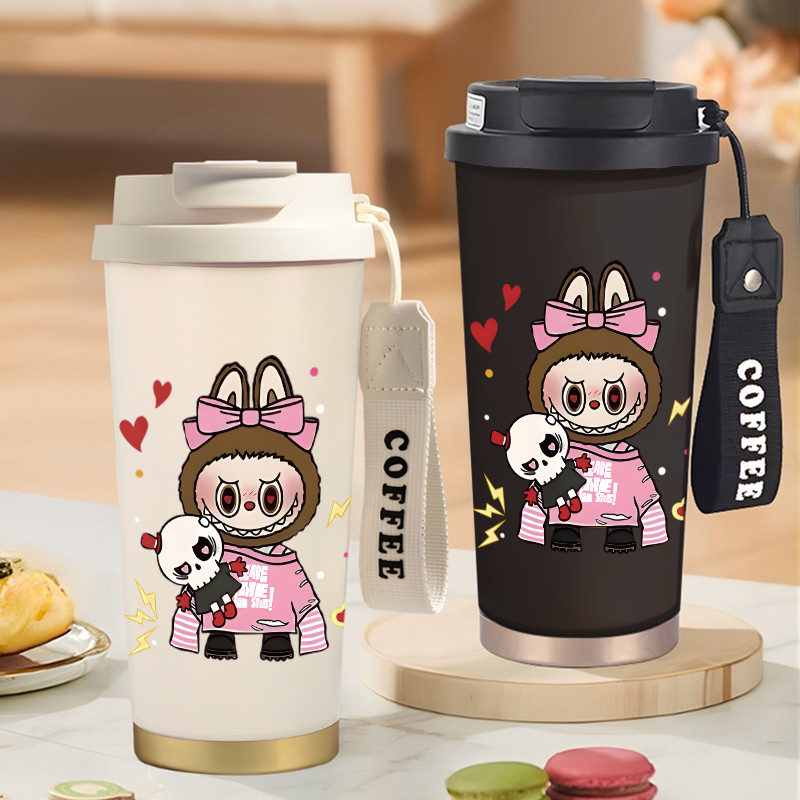 Botol Minum Anak Cute Labubu Monster Doll 500ML SUS316 BPA Free | Anti Bocor 100% | Tahan Panas & Di