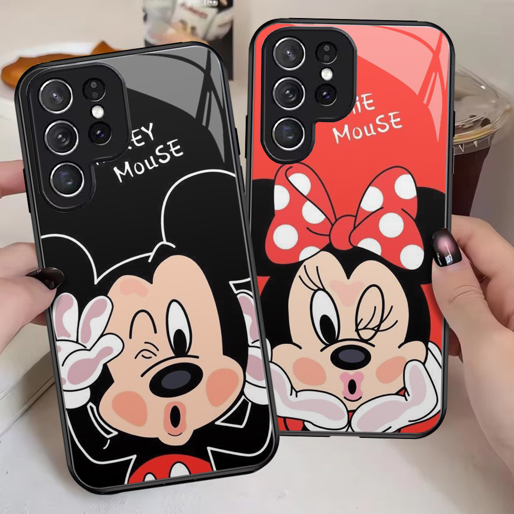 G-52 Mickey Mouse HD Kaca Casing untuk Samsung S24 S25 S21 Plus Ultra FE Case