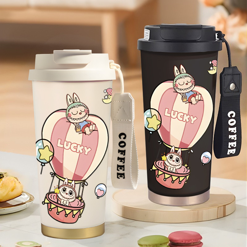 Botol Minum Anak Cute Labubu Monster Doll 500ML SUS316 BPA Free | Anti Bocor 100% | Tahan Panas & Di