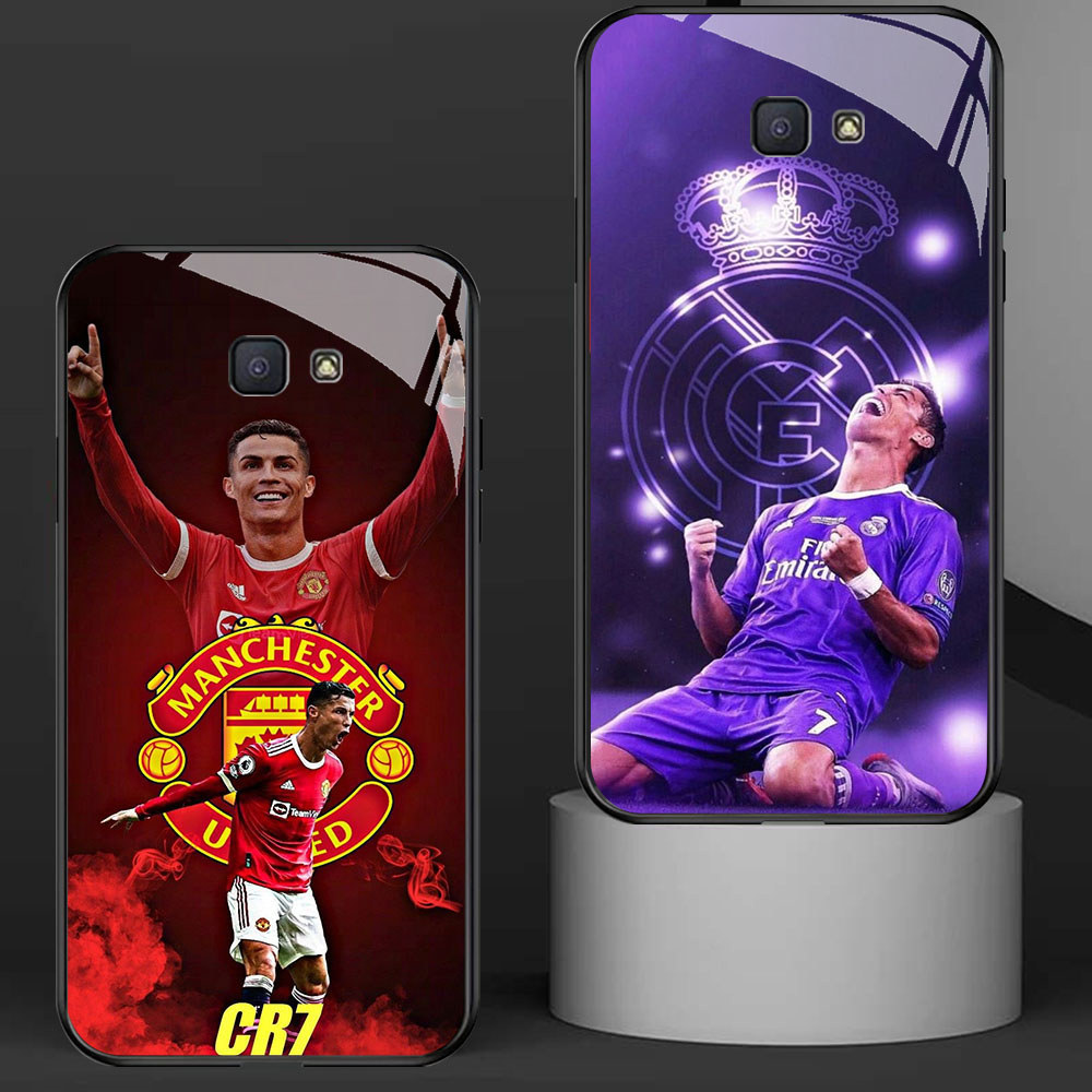 KD-46 Cristiano Ronaldo HD Glass Casing untuk Samsung Note 9 S24 S25 FE Ultra J7 Prime J6 J4 Core Pr