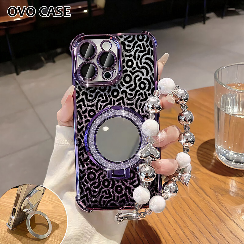 Case Oppo Gemerlap Stand Holder Garskin Soft Case Oppo A12S A15S A16S A17K A18 With Strap Dengan Sta