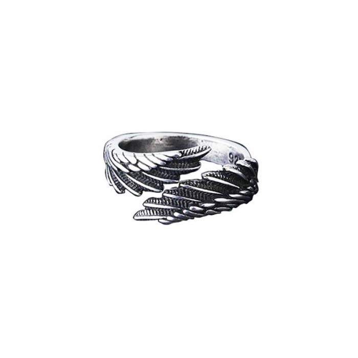 Angel Wings Ring Titanium Steel Ring Men's Trendy Personalized Open Ring Simple Men's Ring Feather
