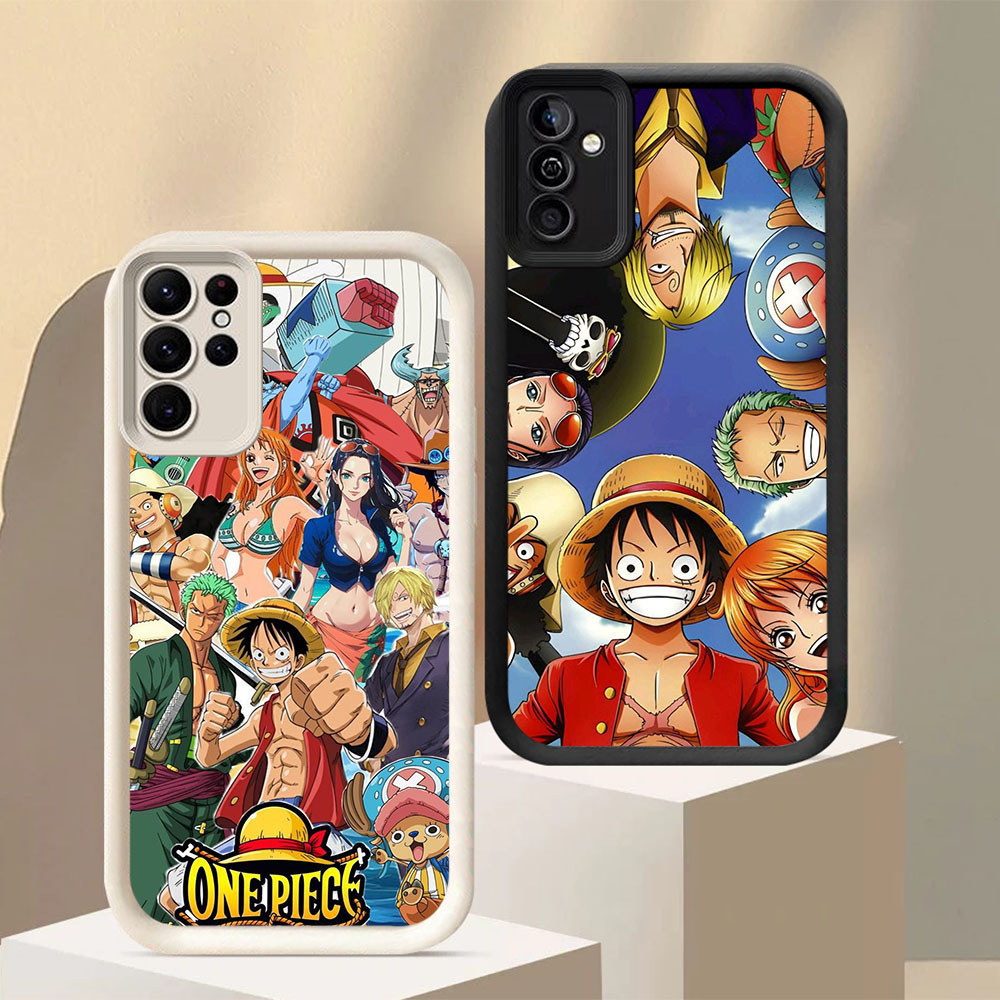 DW-64 One Piece Luffy Silicone Casing hitam putih untuk for Samsung S25 A26 S24 M15 A54 A55 FE S21 U