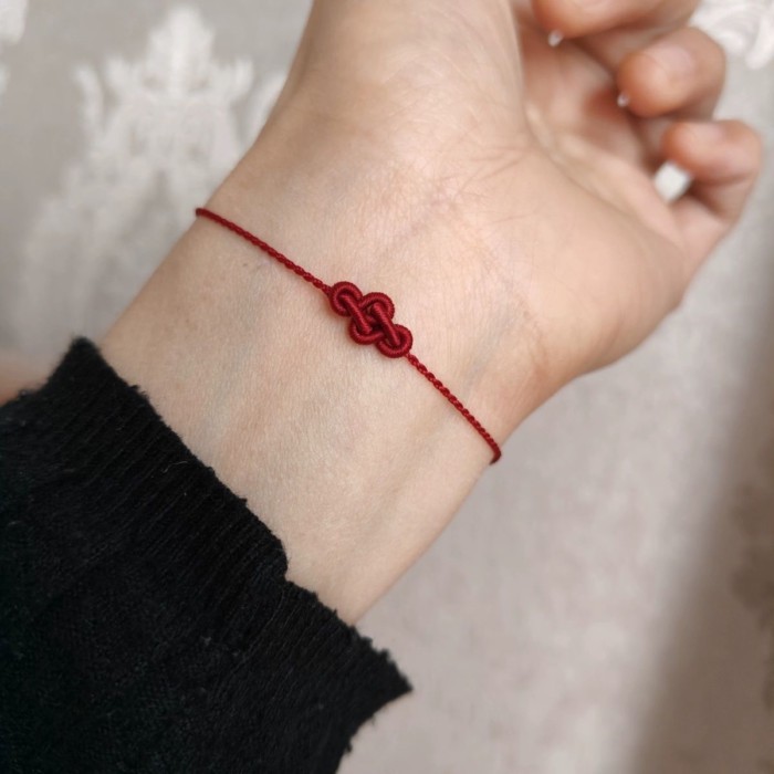 Gelang Tali Merah Ruyi Tipis Rajutan Tangan untuk Wanita, Gelang Kaki Tali Tahun Hewan Sederhana, Ge