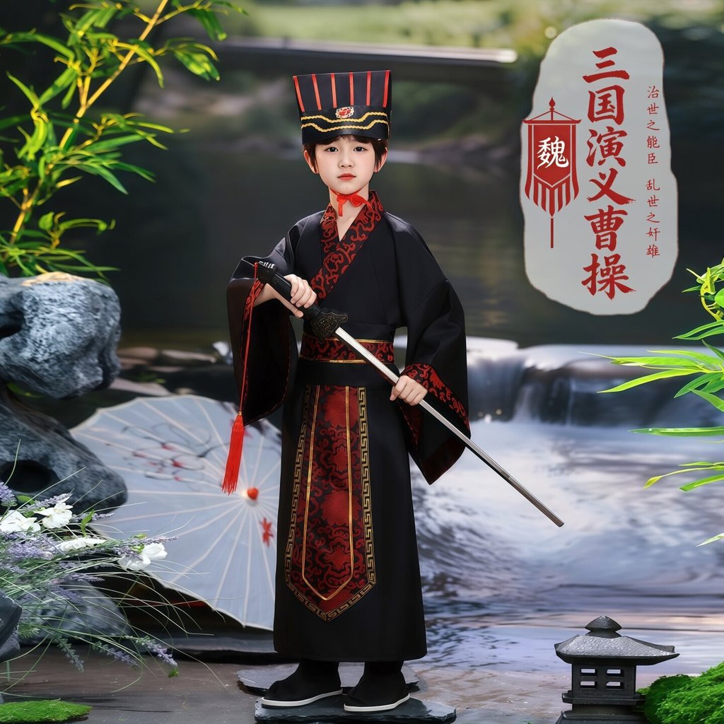 Baju Kostume anak - Kuno Anak-anak dari Opera Tiga Kerajaan, Pertunjukan Pakaian Panggung Cosplay Ca