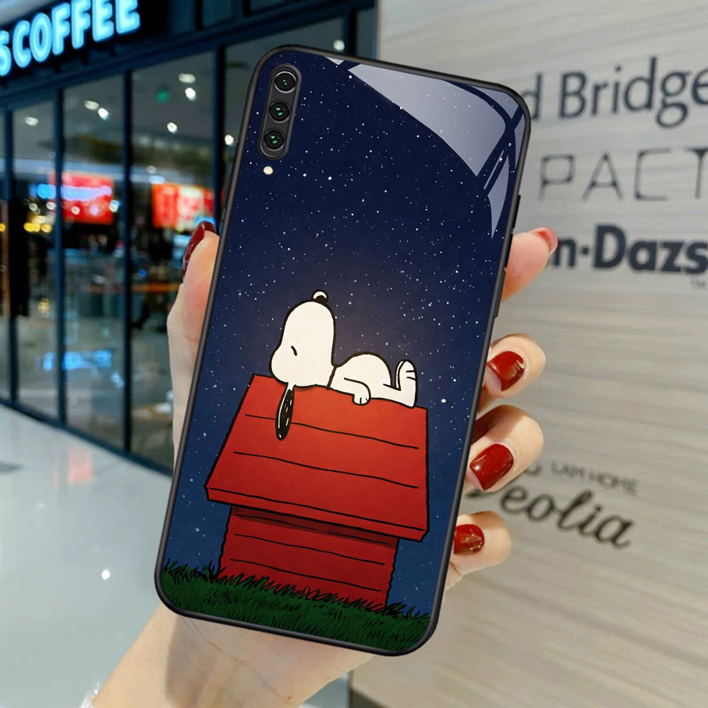 FB-45 Snoopy dog HD Glass Case Casing Kaca untuk Samsung Note A70S A02 A22 10 10Plus A50 A10 A70 A7 