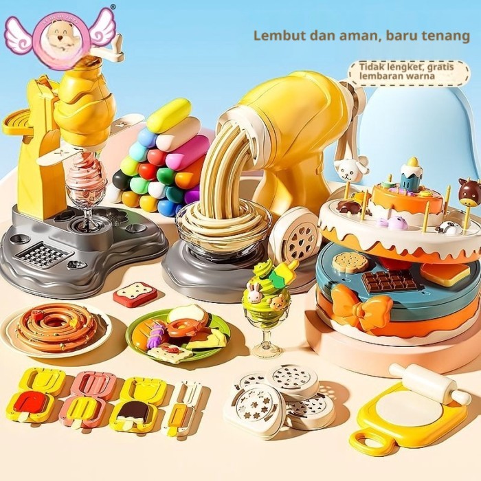 Mesin Mie Es Krim Tanah Liat Pastel Gandum Diy Batu Plastisin Set Tanah Liat Plastik 3-6 Mainan Ana