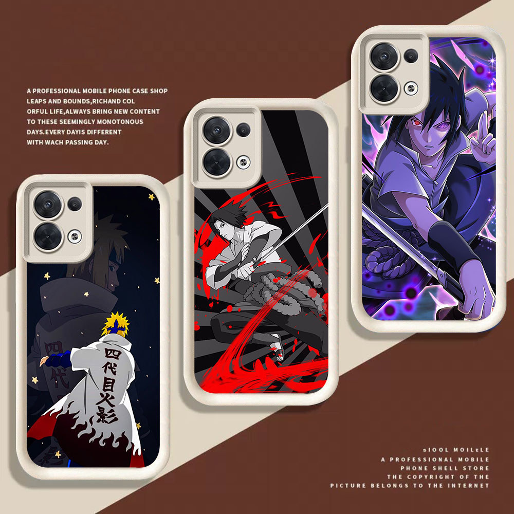 Casing untuk Silikon Hitam OPPO A92 A91 A78 A77s A77 A76 A9 5G AB-12 Naruto Sasuke