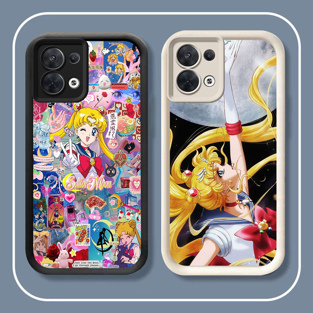 Casing untuk Silikon Hitam OPPO A92 A91 A78 A77s A77 A76 A9 5G AB-24 Sailor Moon