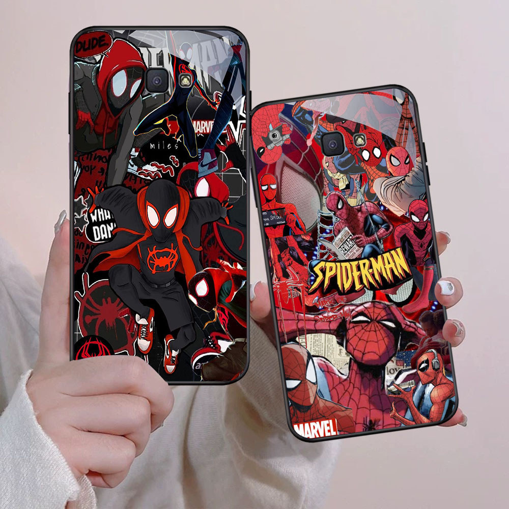 FB-21 Marvel Spider-Man HD Glass Case Casing Kaca untuk Samsung A73 J7 Core A32 A52S A72 J4 A33 A53 
