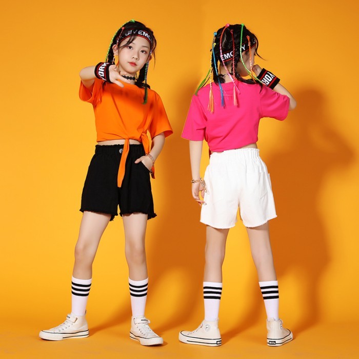 Jazz Dance Clothing Children's Girl Dance Suit Summer Girl's Navel-baring Hiphop Street Dance Catwa