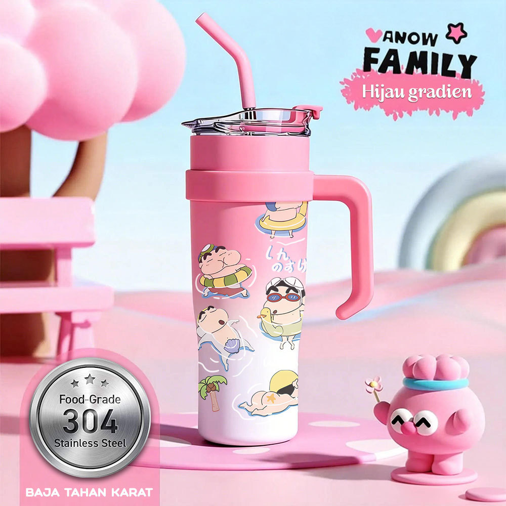 kartun renang tampak gajah pohon palem bantal renang 40oz Botol Es Besar Kapasitas dengan Motif ,gay