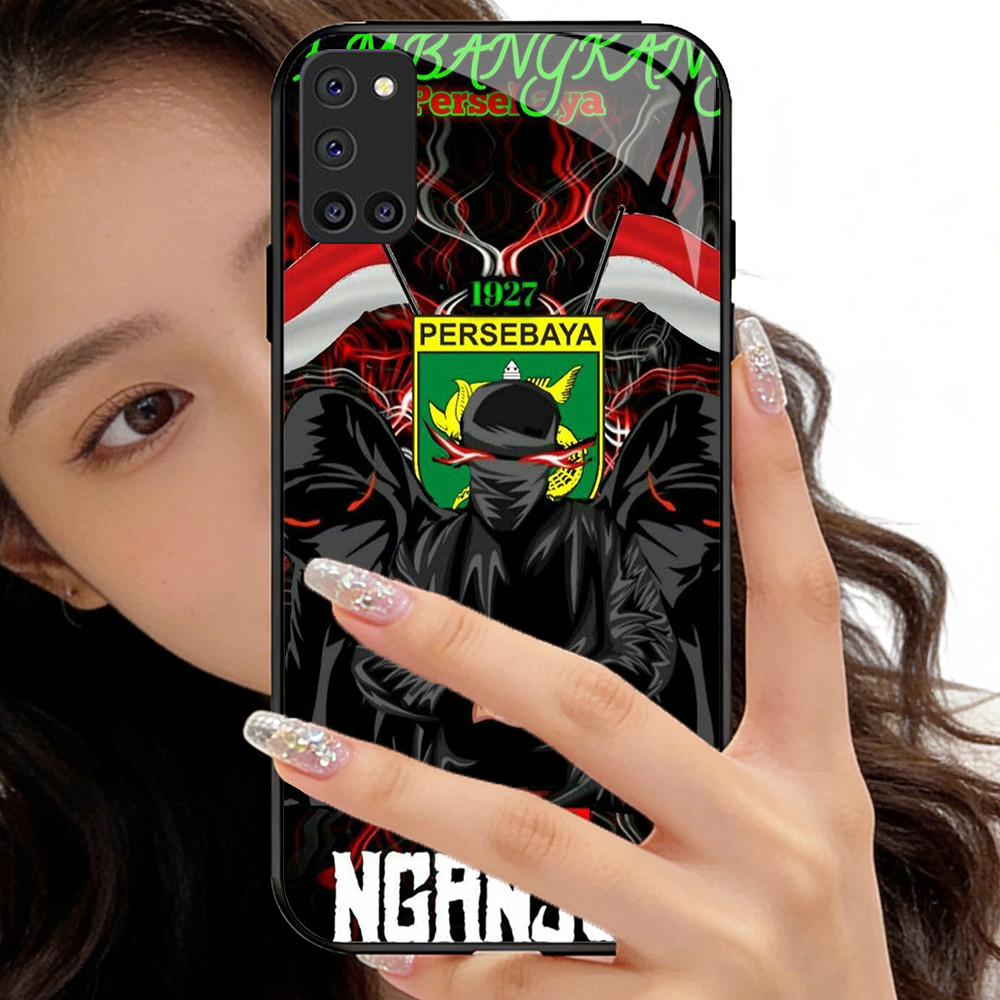 O-32 Persebaya Casing ponsel kaca tempered OPPO Reno A92 A52 A94 F19 5F A72 5 Pro Lite