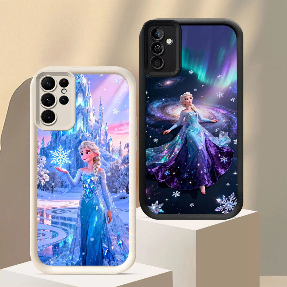 TS-64 Princess Elsa Shockproof soft Casing untuk Samsung S21 A54 S24 FE S25 A55 M15 Ultra 5G 4G