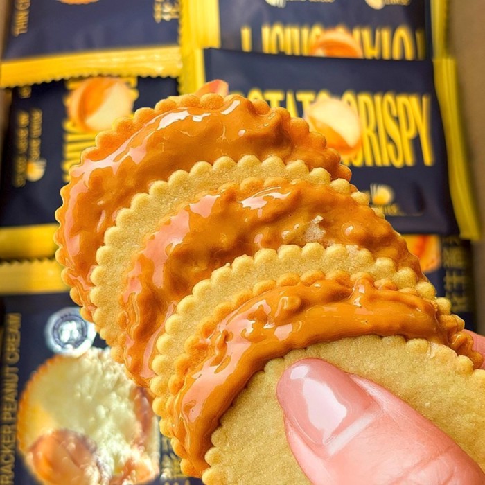 Peanut Butter Sandwich Thin Biscuits, Ultra-thin Potato Biscuits, Crispy Biscuits, Office Snacks, T