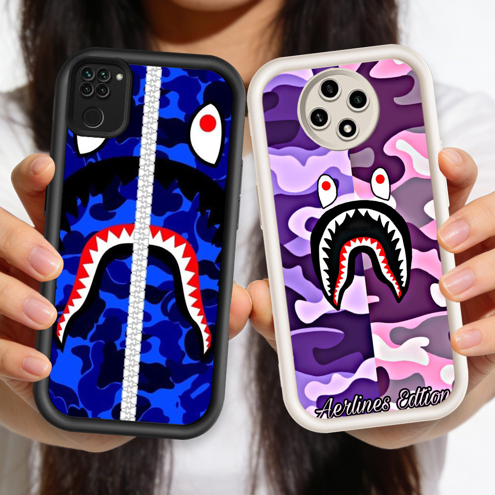 O-4 BAPE Casing HP Silikon untuk Xiaomi Redmi Note 9S 8 9 Pro Max