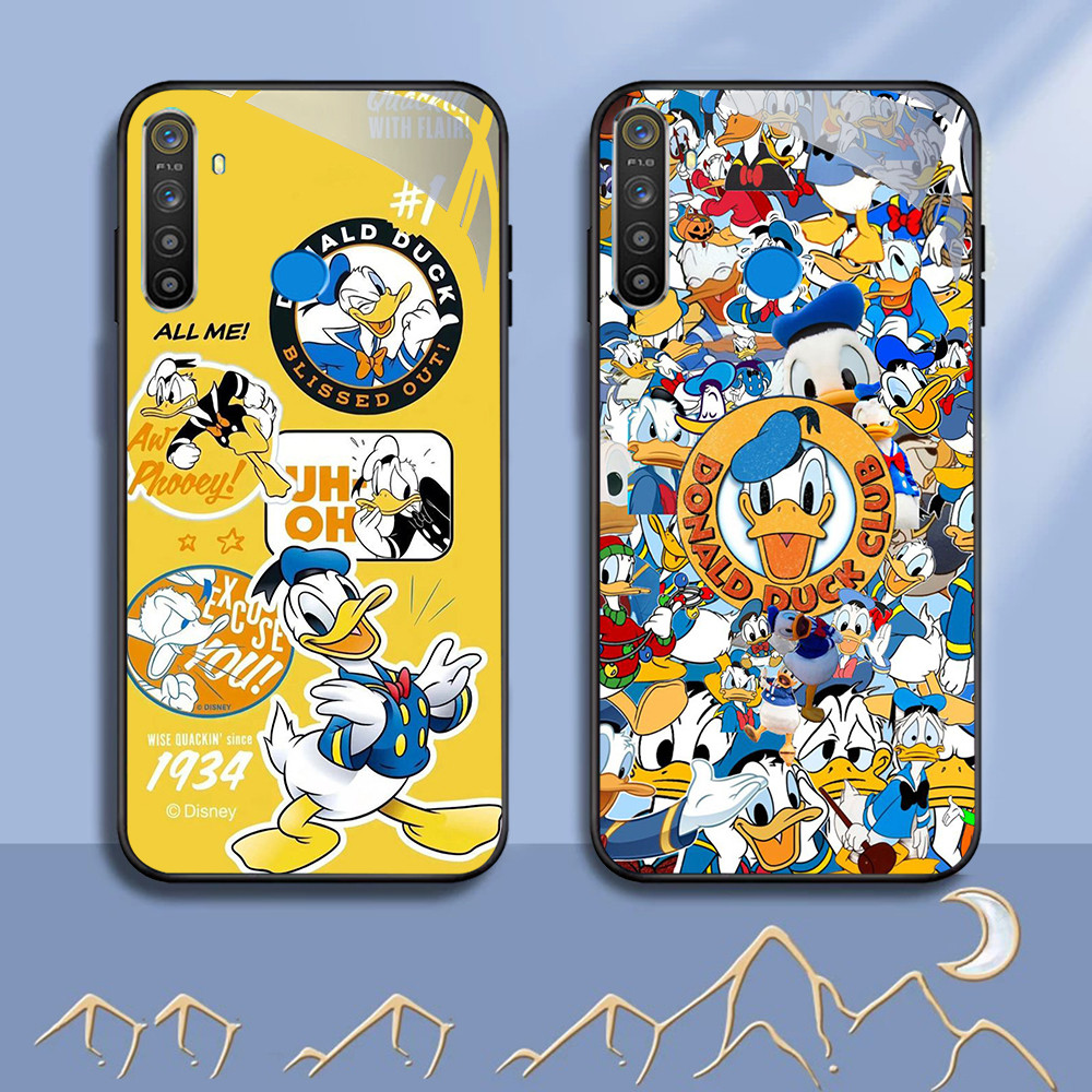 FA-8 D-Disney Donald HD Glass Case Casing Kaca untuk OPPO Reno A77 A76 A36 A57S 7 A55 A17 A54 A96 A7