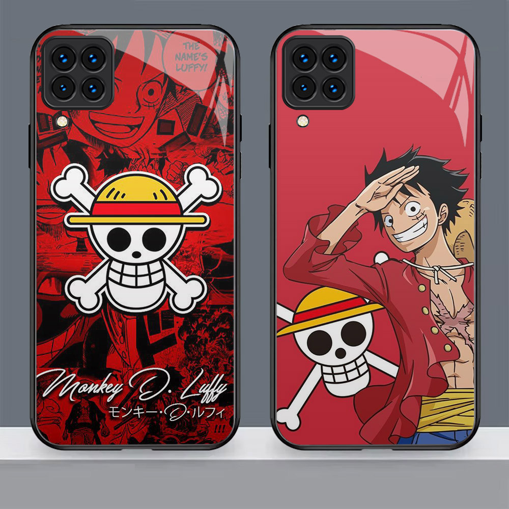 N-60 One Piece Luffy HD Kaca Casing untuk Samsung Galaxy M32 A22 A12 M12 5G Case