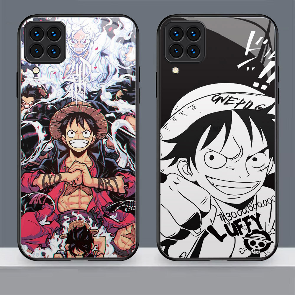N-25 One Piece Luffy HD Kaca Casing untuk Samsung Galaxy M32 A22 A12 M12 5G Case