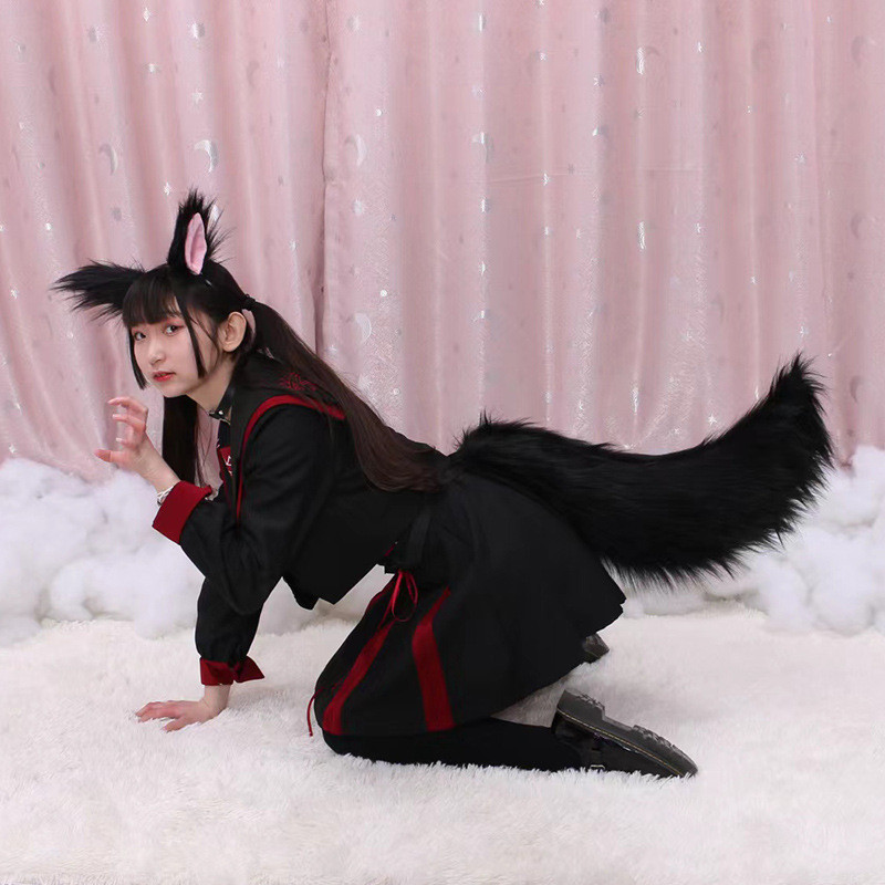 Cosplay Dropshipping cosplay telinga  hewan mewah buatan tangan berukuran besar, aksesoris rubah, ek
