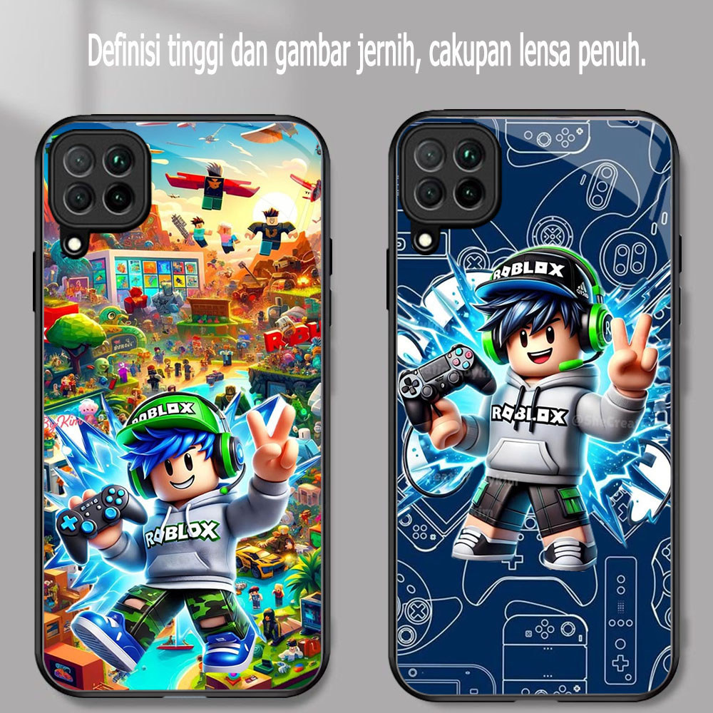 TS-44 FREE ROBLOX KACA lembut hitam Casing untuk Samsung M12 A22 M32 A12 5G