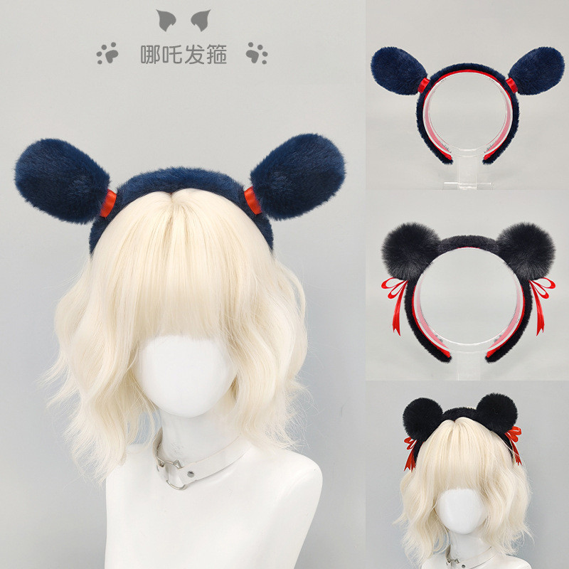 Cosplay Bando pertunjukan anak-anak Nezha, gaya rambut sanggul lucu  imut, cuci muka yang unik, band