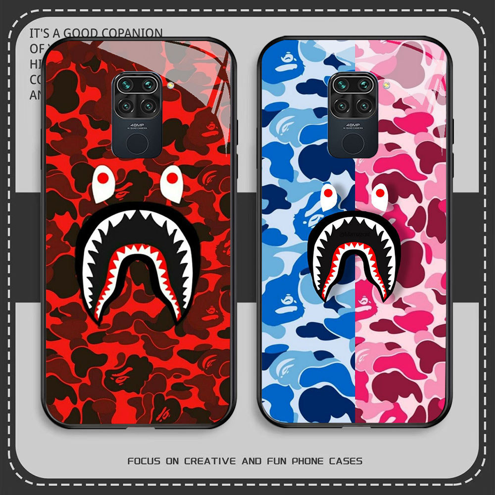 BQ-37 Bape HD Glass Casing untuk Xiaomi Redmi Note9 9S Poco M2 X3 NFC Pro
