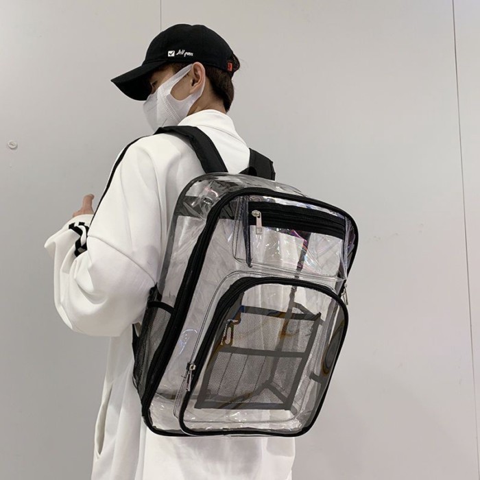 Ransel Transparan Pvc Wanita 2021 Ransel Kapasitas Besar Ransel Kepribadian Fashion Pria Tas Sekola