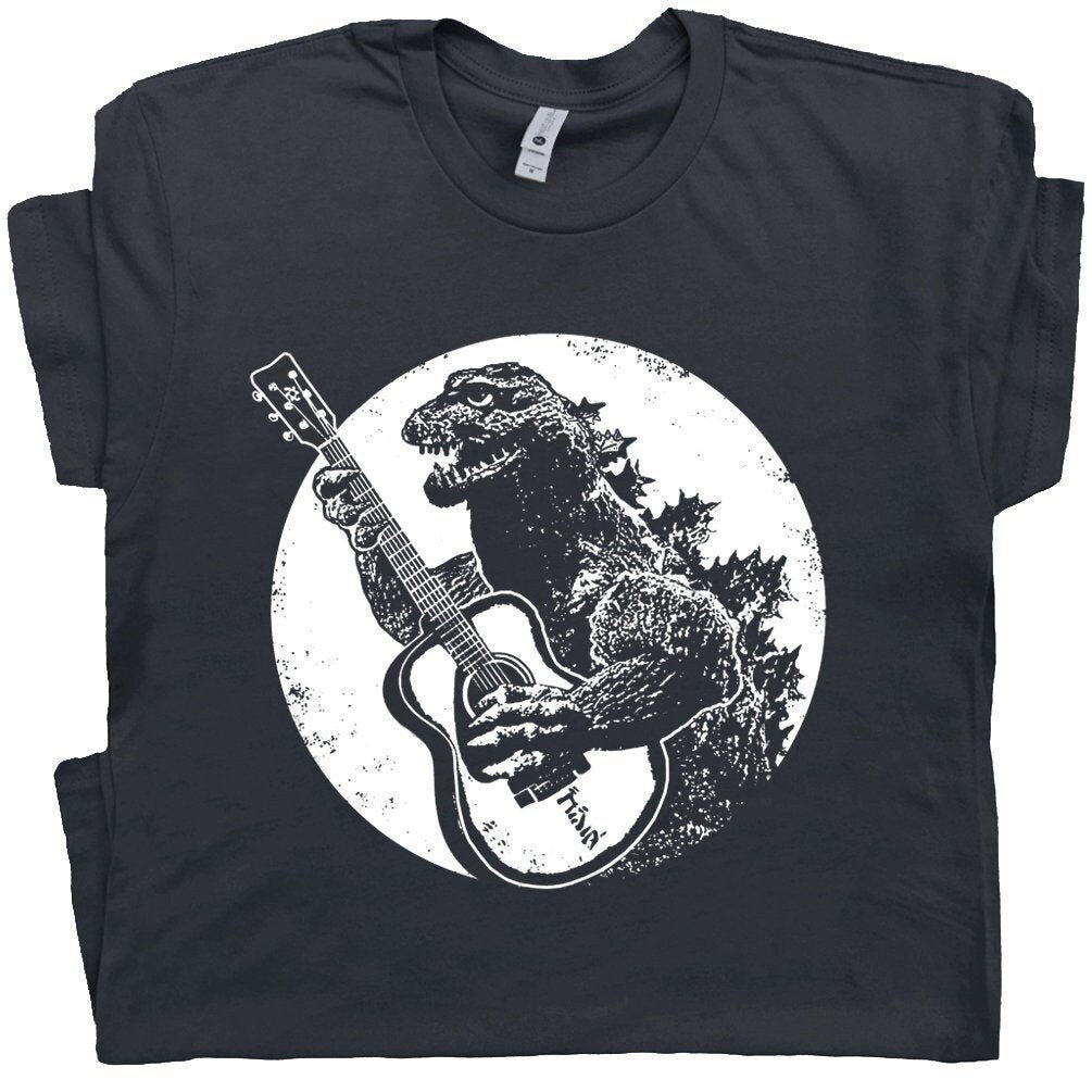 Kaos Gitar Lucu Vintage Untuk Pria Wanita Anak-Anak, Kaos Grafis Rock Keren Dengan Gambar Dinosaurus