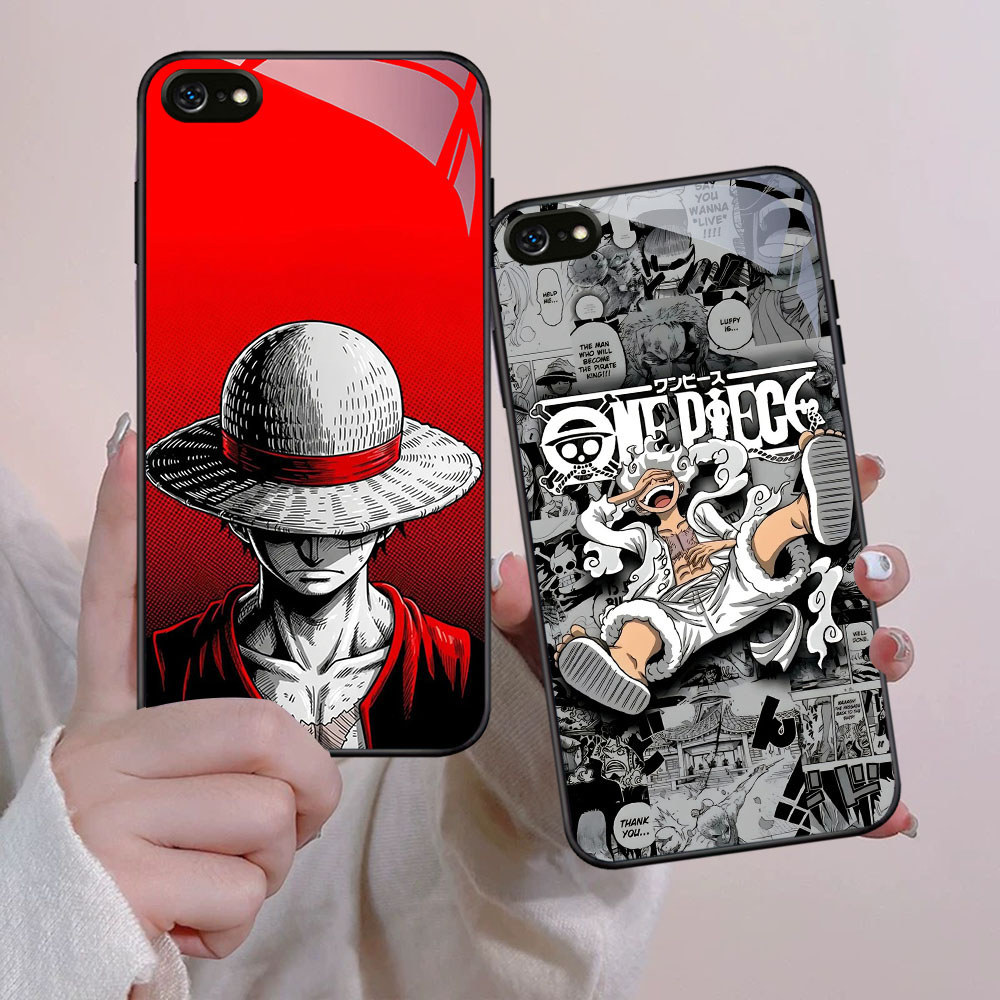 FB-27 ONE PIECE Anime HD Glass Case Casing Kaca untuk iPhone SE 6S 6 7 XS 8 Max Plus 2020 2022