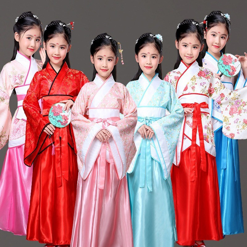 Baju Anak - anak Kostume Tradisional Cina Kostum Anak-anak Kuno Peri Hanfu Putri Bangsawan Gaun Modi