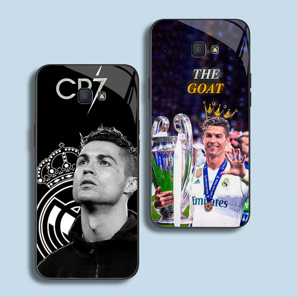 TP-3 Cristiano Ronaldo KACA lembut hitam Casing untuk Samsung Note 9 J6 Core J7 FE S24 S25 J4 Prime 