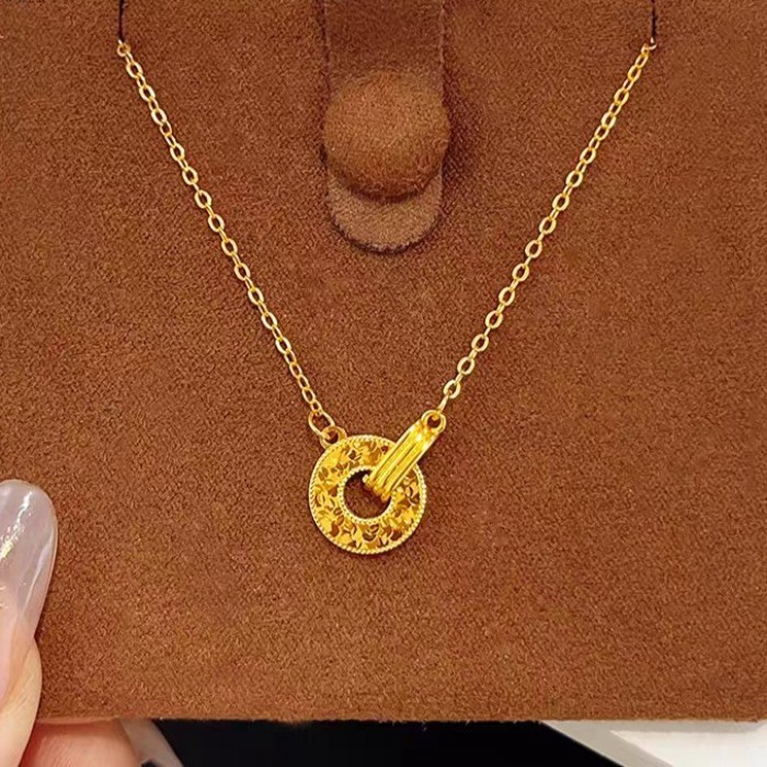 Sand Gold Dragon Scale Shining Interlocking Pendant Necklace Crushed Ice Ring Clavicle Chain Exquis