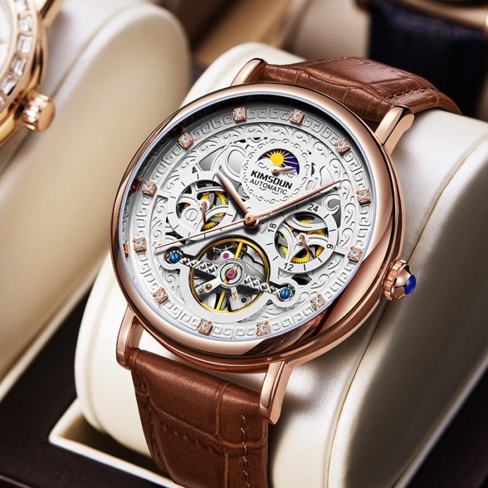 Moon Phase Skeleton Tourbillon Fully Automatic Mechanical Watch For Men