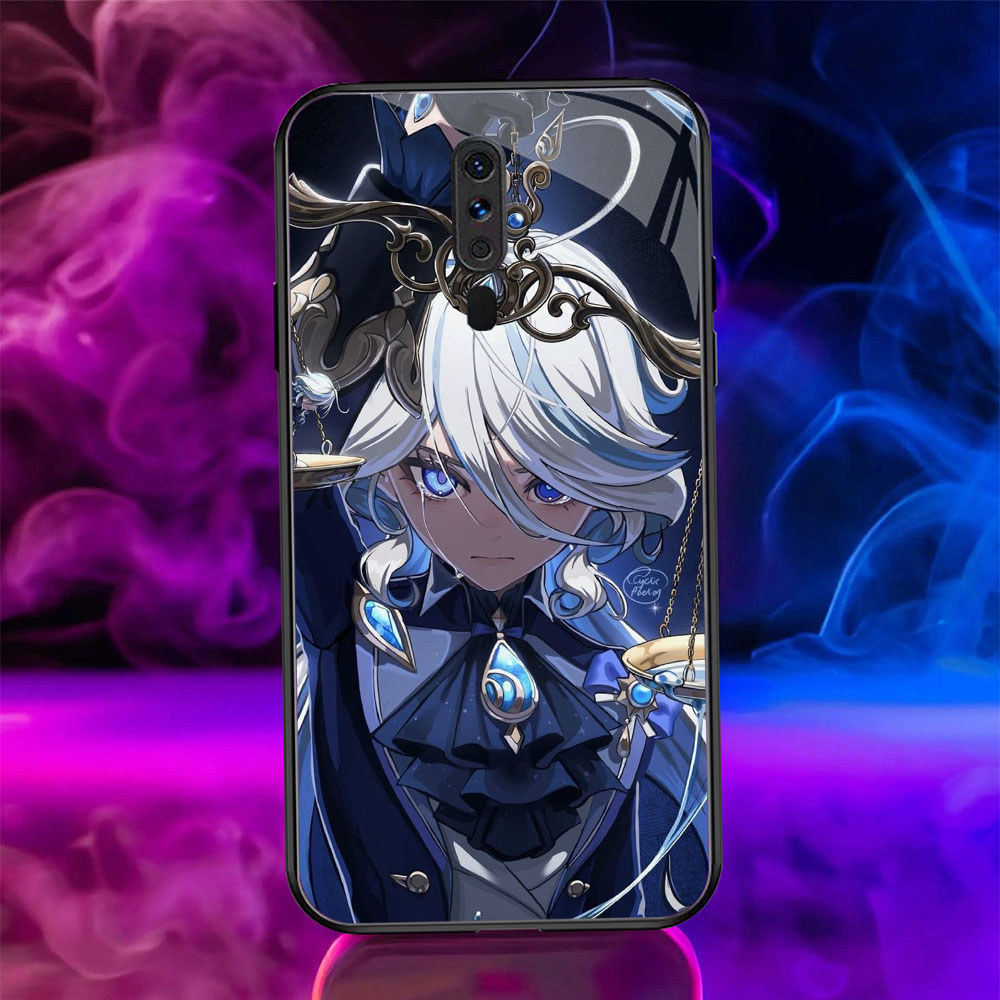 UP-43 Genshin Impact Casing KACA untuk OPPO Reno 2F F11 2019 A12E A5 A9 2Z A3S A9X 2020 Pro
