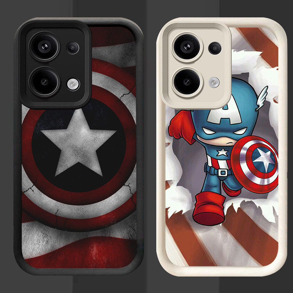 R82 Captain America Casing untuk OPPO Reno 15F 15FS A6 Pro A6X Hitam dan Putih