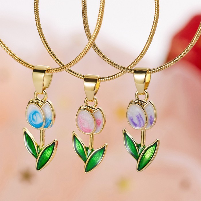 European And American Cross-border New Tulip Necklace, Temperament, Fashionable Flower Necklace, Sm