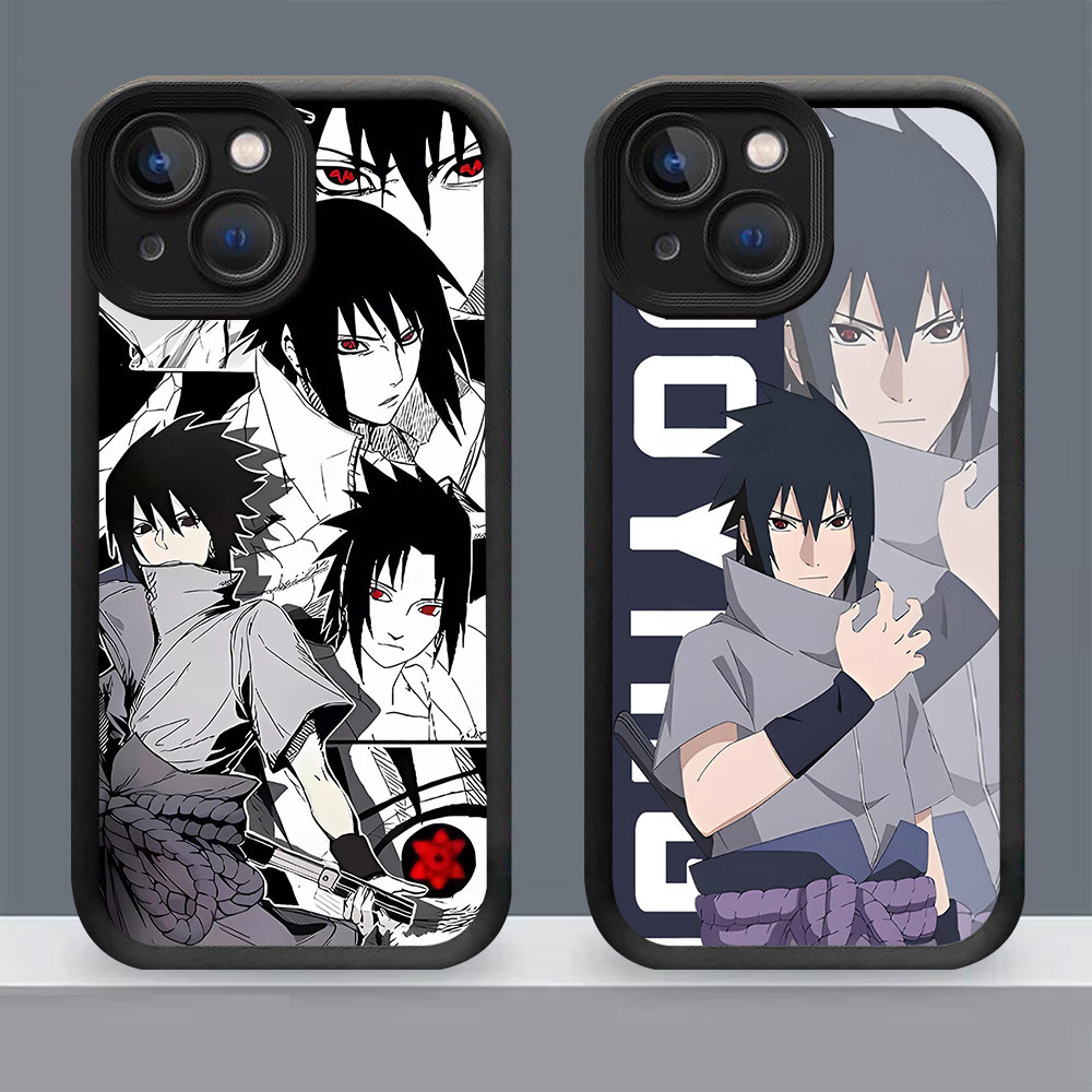 N-18 NARUTO Uchiha Sasuke Soft Casing untuk iPhone 7 8 14 13 Pro Max Plus