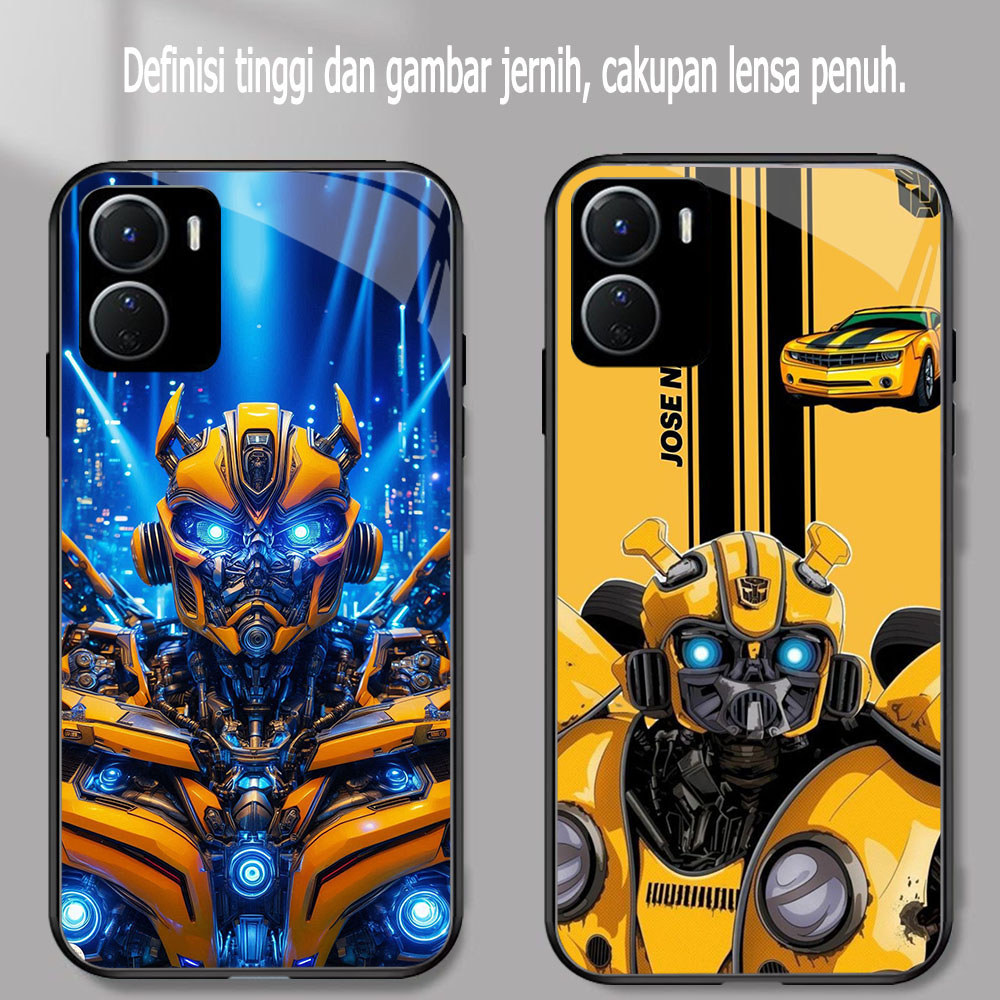 TS-48 Hello Bumblebee KACA lembut hitam Casing untuk VIVO iQOO U5X Y01 Y56 Y17S Y15S Y15A Y36 Y36i Y