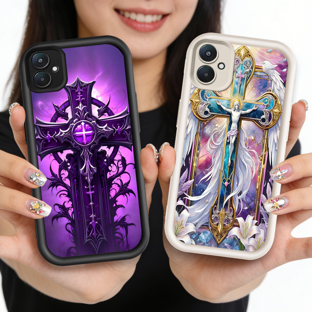 O-23 Jesus Cross Casing HP Silikon untuk Xiaomi Redmi Note 13C A2 6A 9A 7 K60 9T A1 Ultra Pro