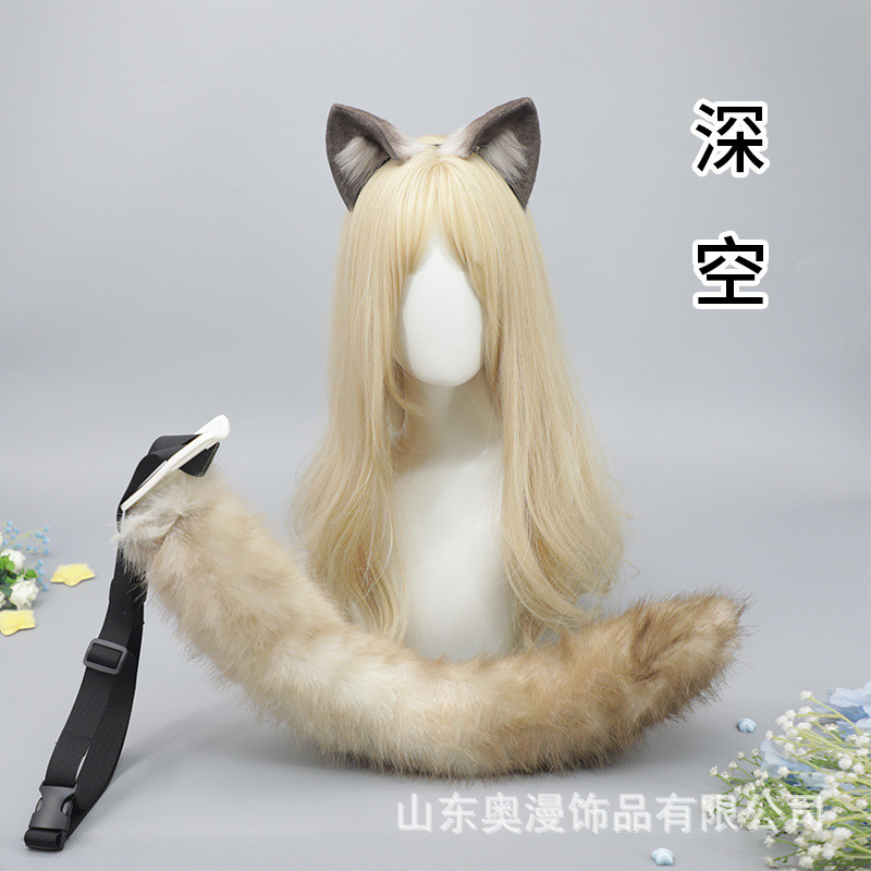 Cosplay Aksesoris kepala kucing butler berbulu lembut buatan penggemar cosplay, dengan telinga  ekor