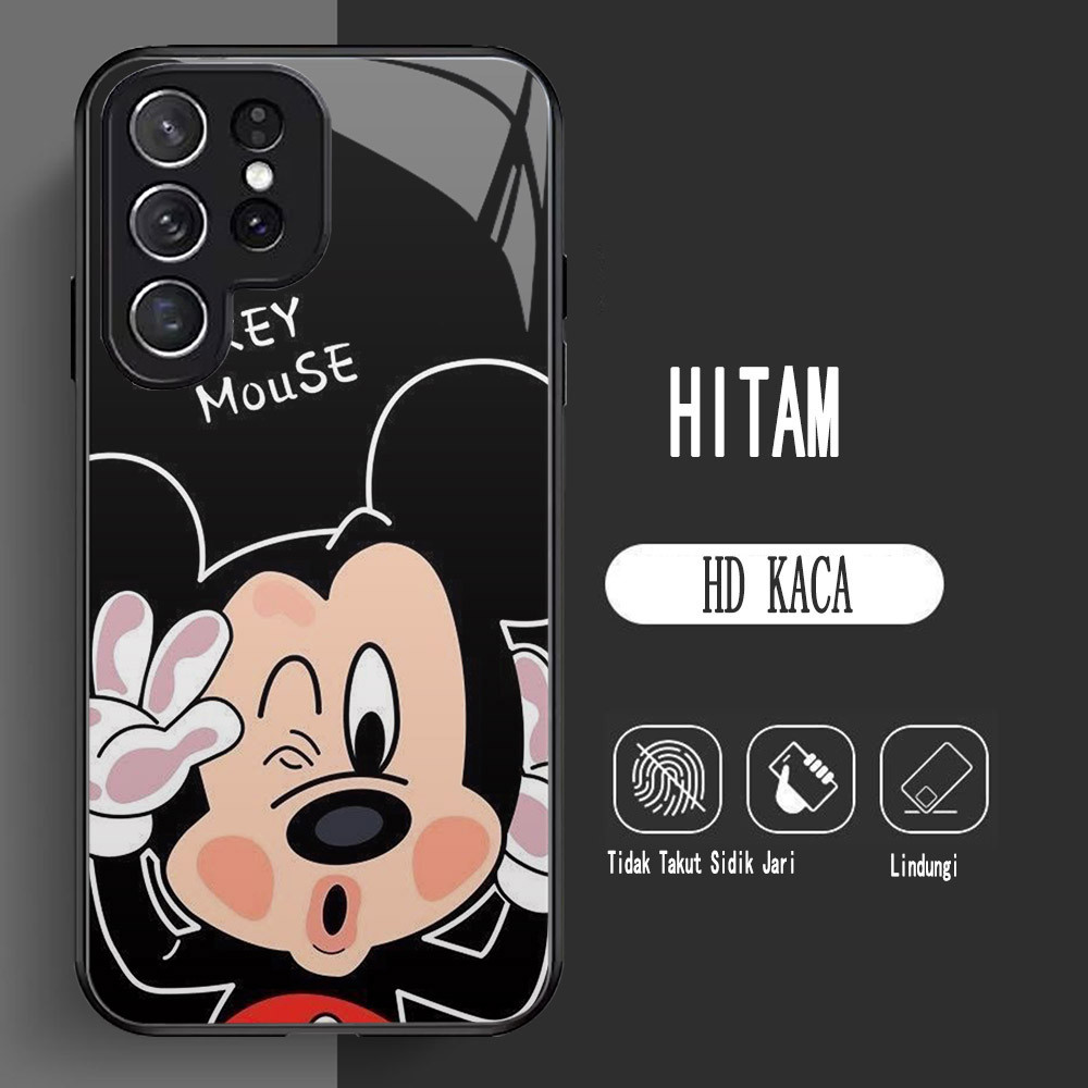 Y-5 Mickey Mouse HD Kaca Casing untuk Samsung Galaxy S24 S21 S25 Plus Ultra FE Case