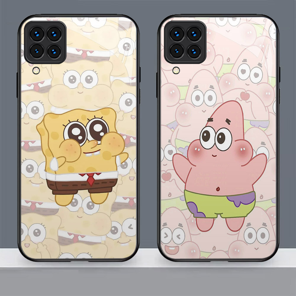 N-35 SpongeBob HD Kaca Casing untuk Samsung Galaxy M32 A22 A12 M12 5G Case