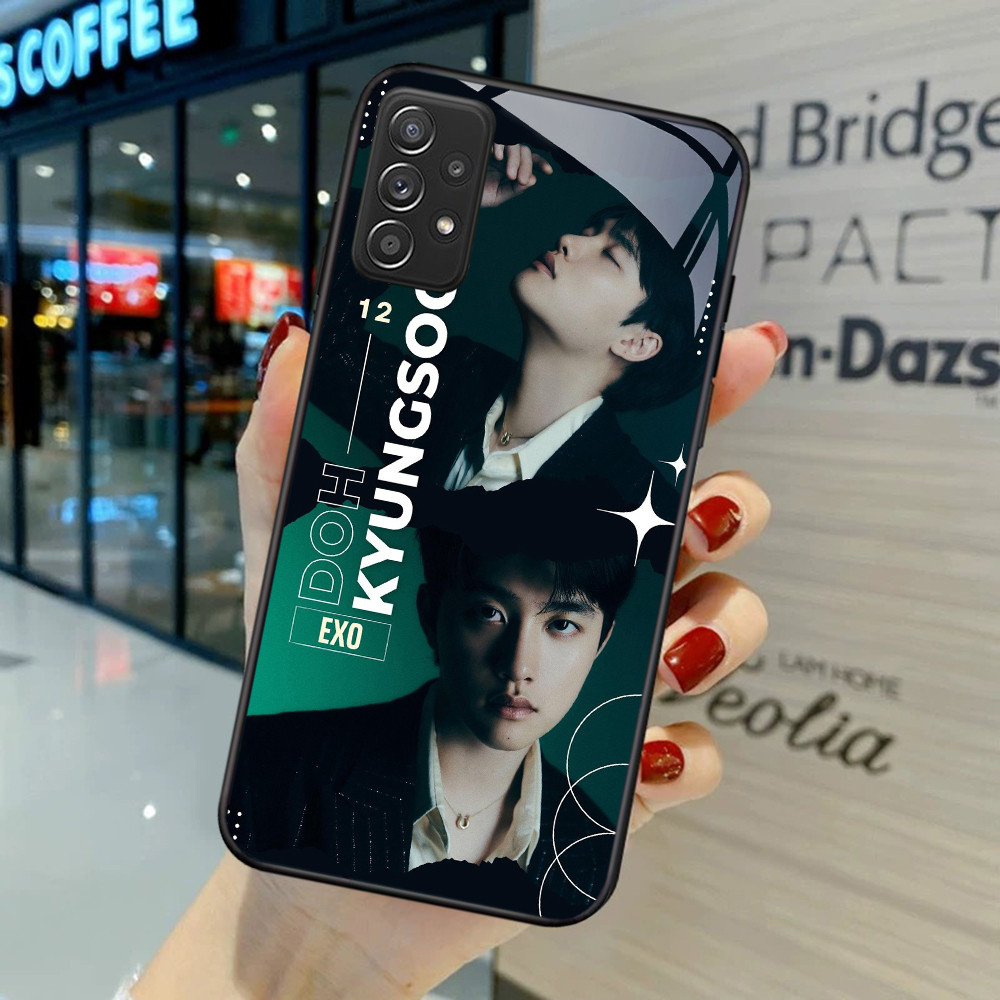FB-18 K-POP EXO HD Glass Case Casing Kaca untuk Samsung A23 FE A52 A55 M15 S21 A13 Plus Ultra 5G